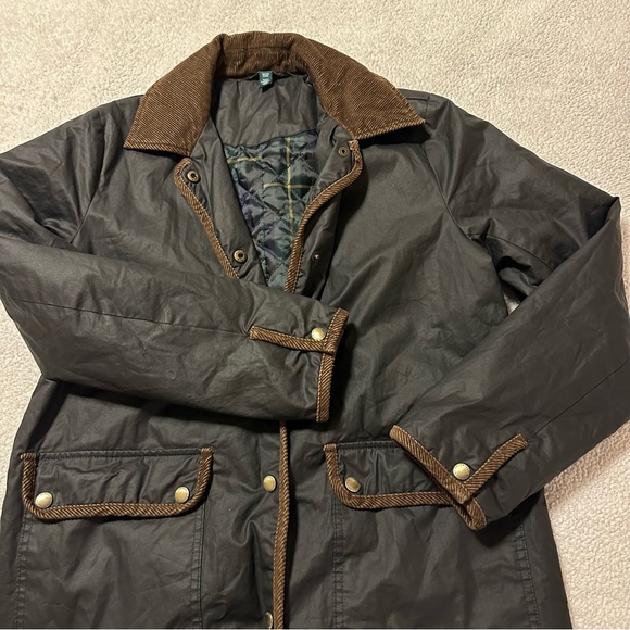 Lauren Ralph Lauren Black Waxed Canvas Barn Jacket Chore Coat Quilted Plaid VTG - Picture 11 of 12